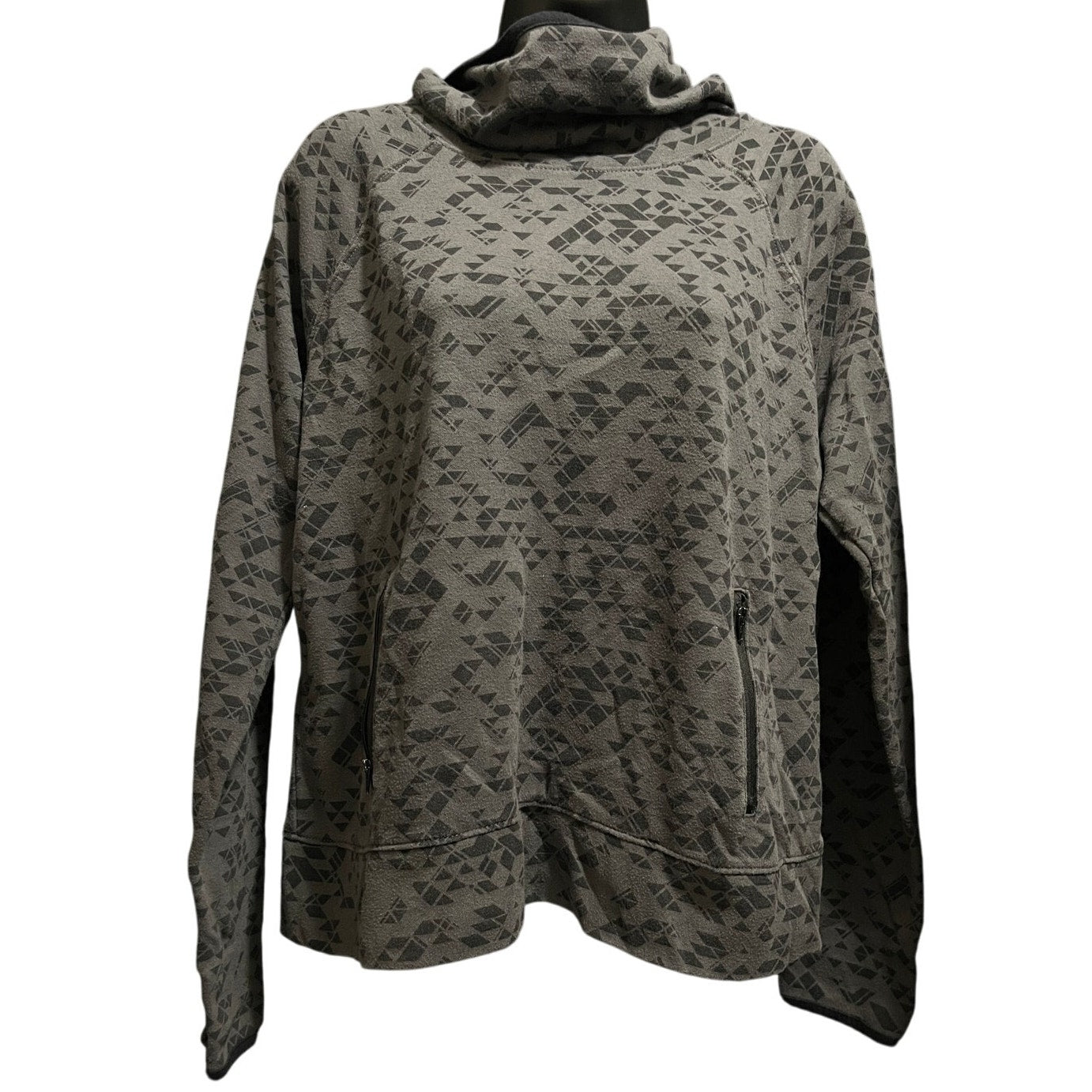 SO Authentic American Heritage Gray Black Geometric Hooded Sweatshirt - XL