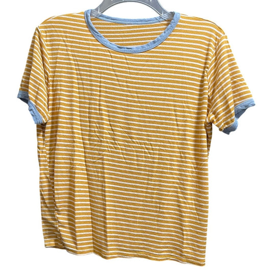 Unbranded Mustard Yellow & White Striped Short Sleeve Super Soft T-Shirt