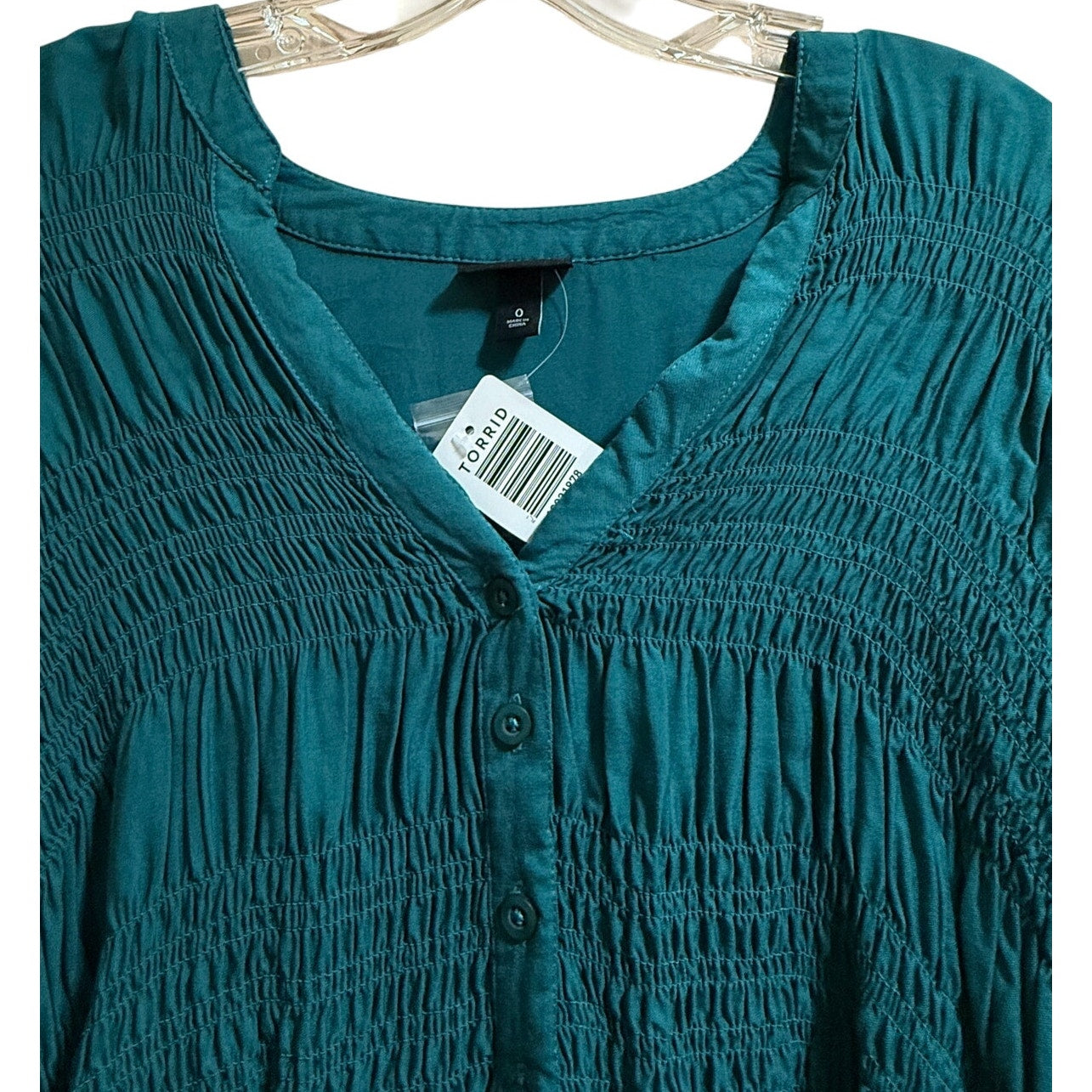 Torrid Teal Green Long Sleeve Boho Blouse - Size 0 - Large - NWT