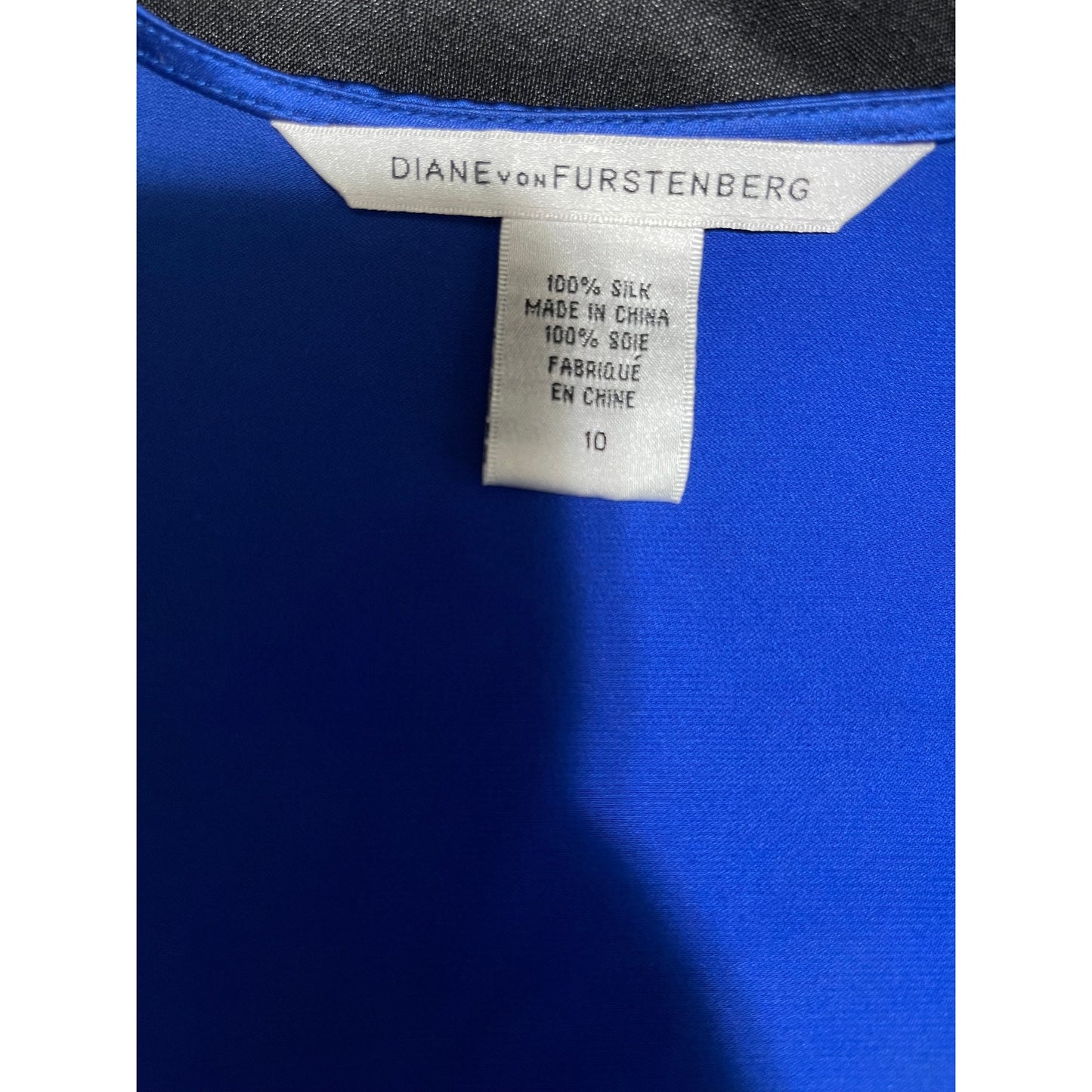 Diane von Furstenberg 100% Silk Electric Blue Wrap Blouse - Size 10