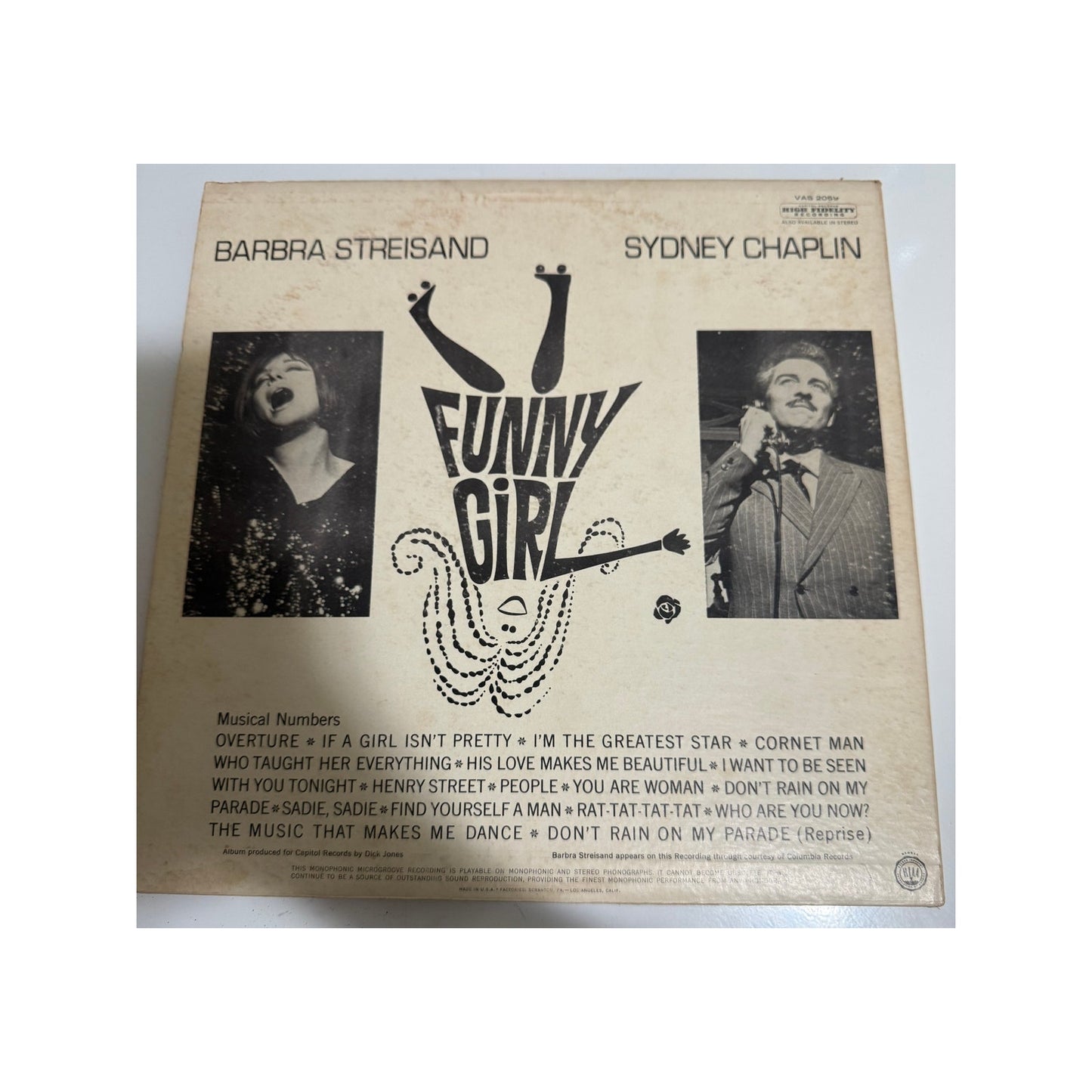 Funny Girl Original Broadway Cast Barbara Streisand 1964 LP 12" Vinyl VG+