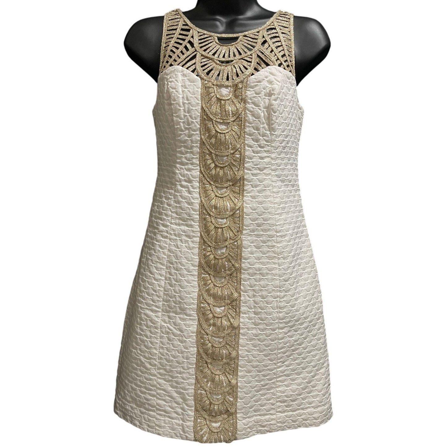 Lilly Pulitzer White & Gold Accent - Size 00 Sleeveless Mini Dress