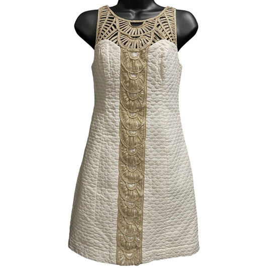 Lilly Pulitzer White & Gold Accent - Size 00 Sleeveless Mini Dress