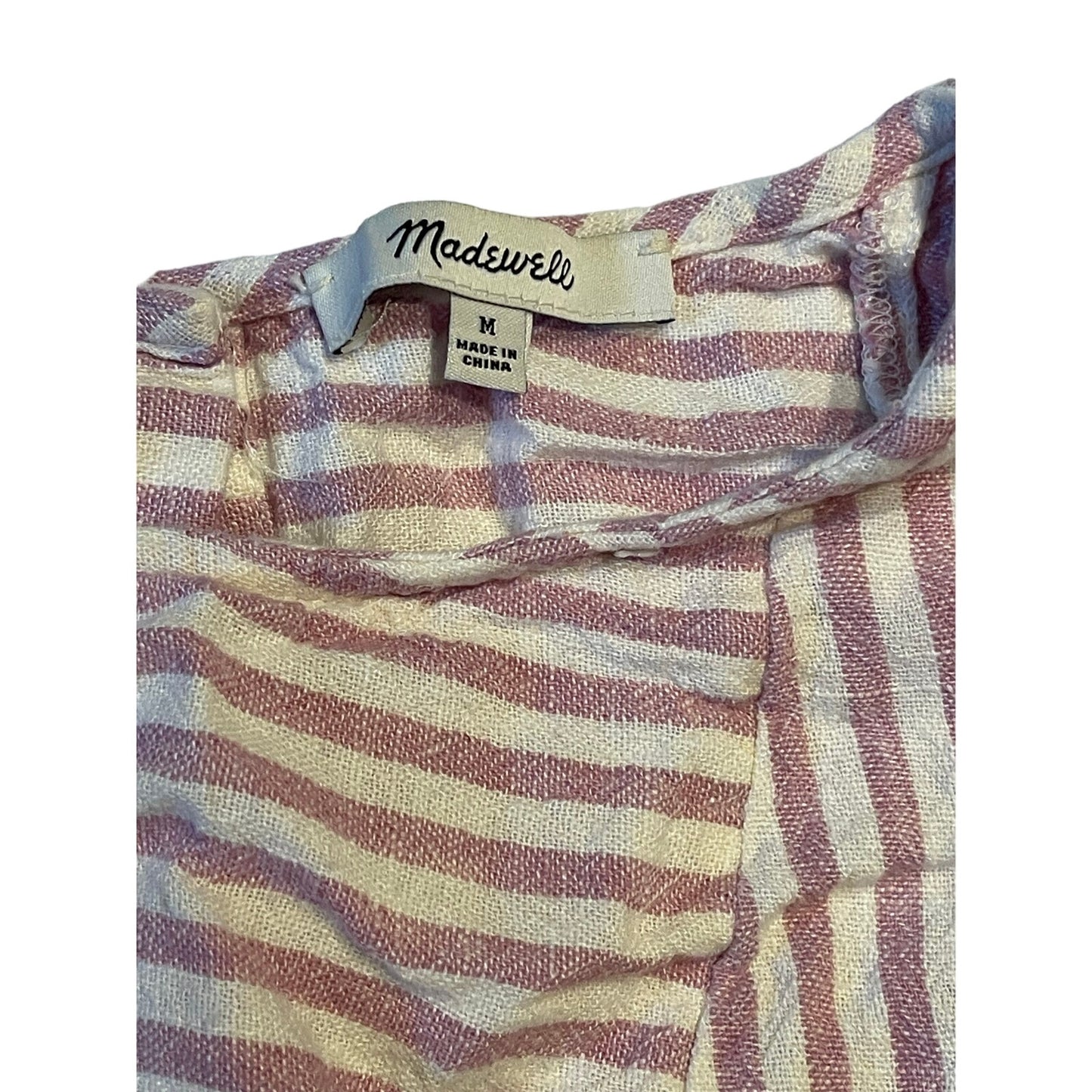 Madewell Women's Size Medium Pink and White Striped Mini Shirt Dress