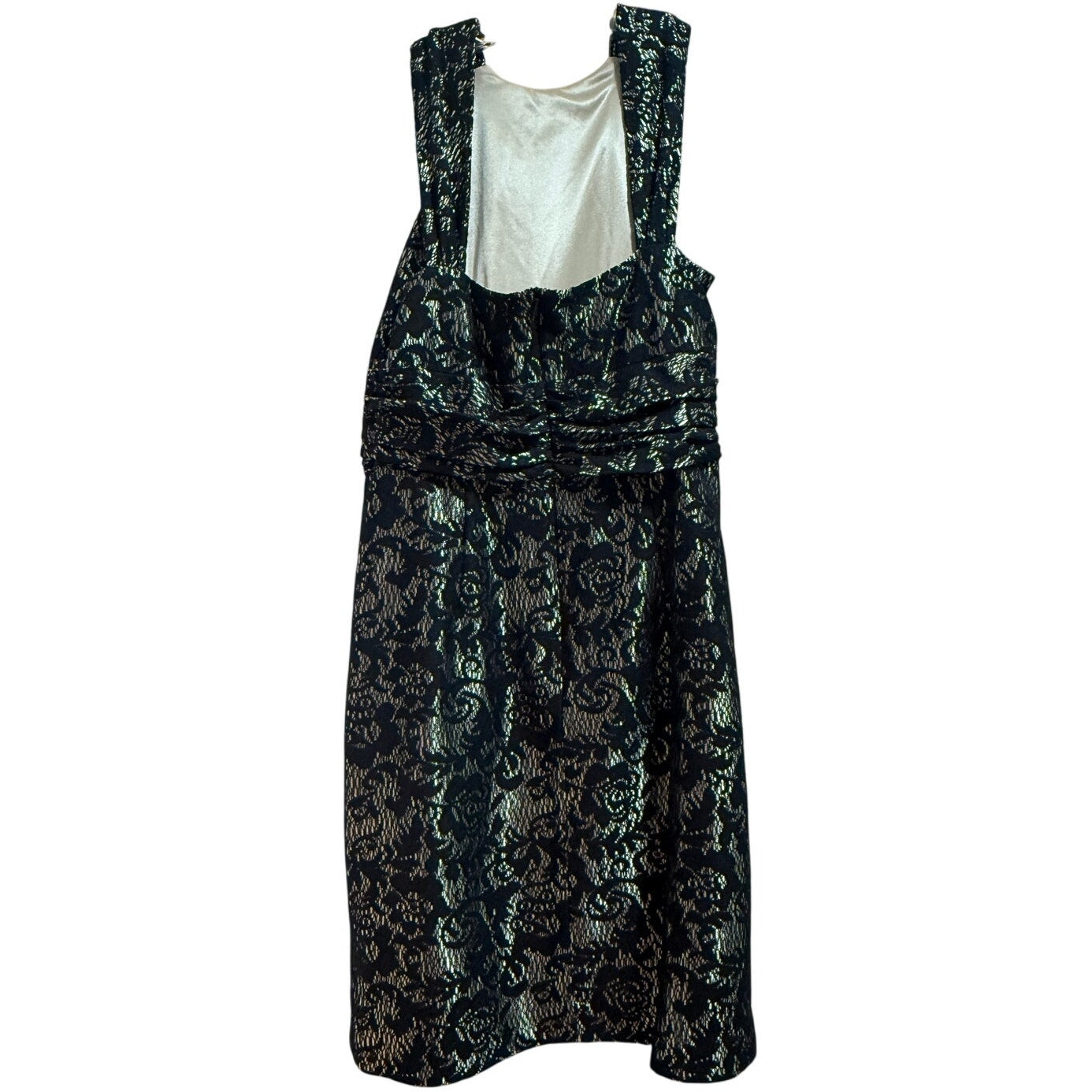 David Meister Gold and Black Lace Sleeveless Mini Dress - Size 8