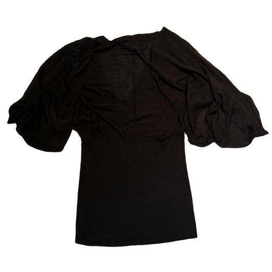 Ann Taylor The Loft Black Fine Gauge Dolman Short Sleeve Fitted Blouse - Size S