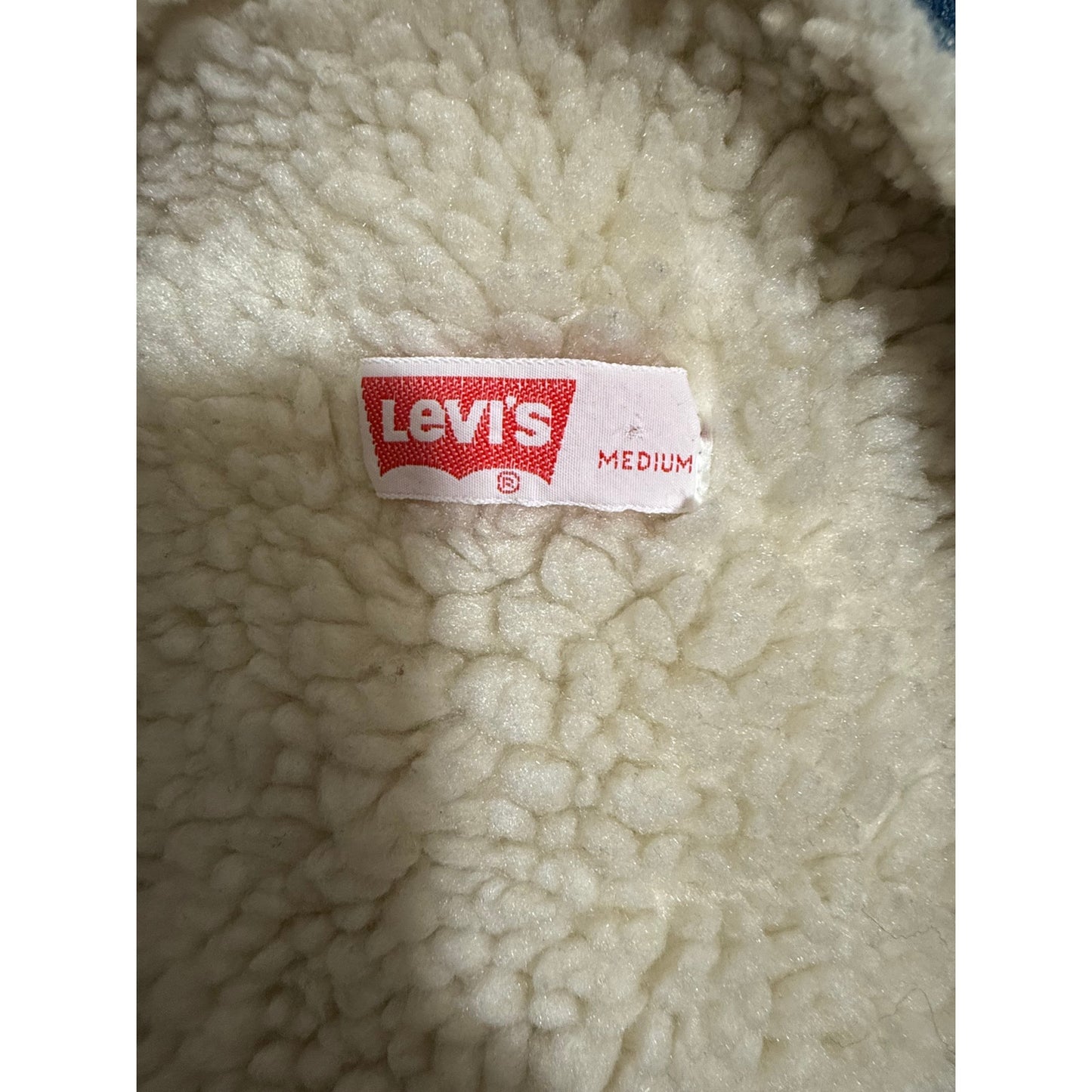 Vintage Levi's Orange Tab Sherpa Lined Denim Vest Blue Western - Medium