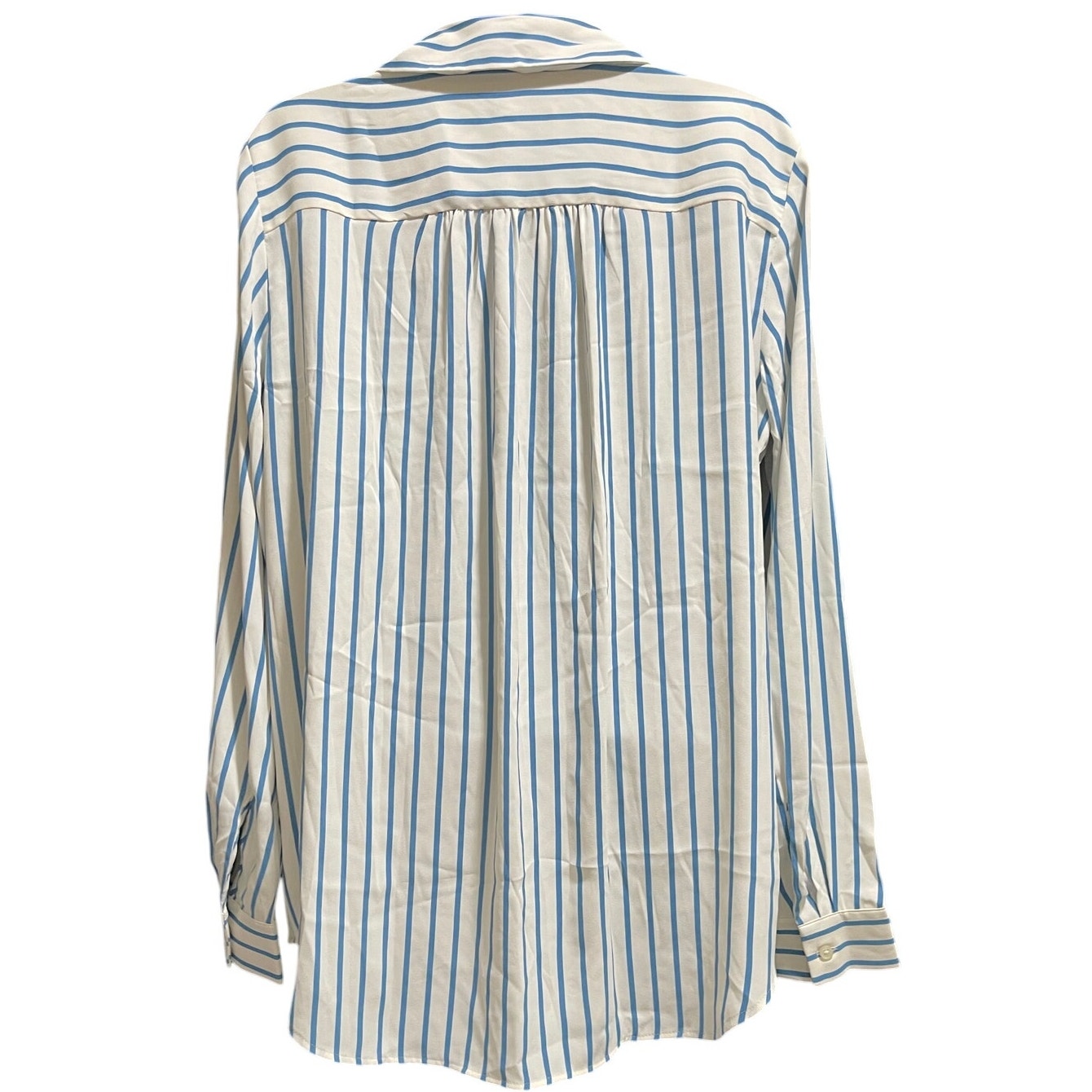 NWT Ann Taylor Blue & White Striped Oversized Crepe Blouse - Medium