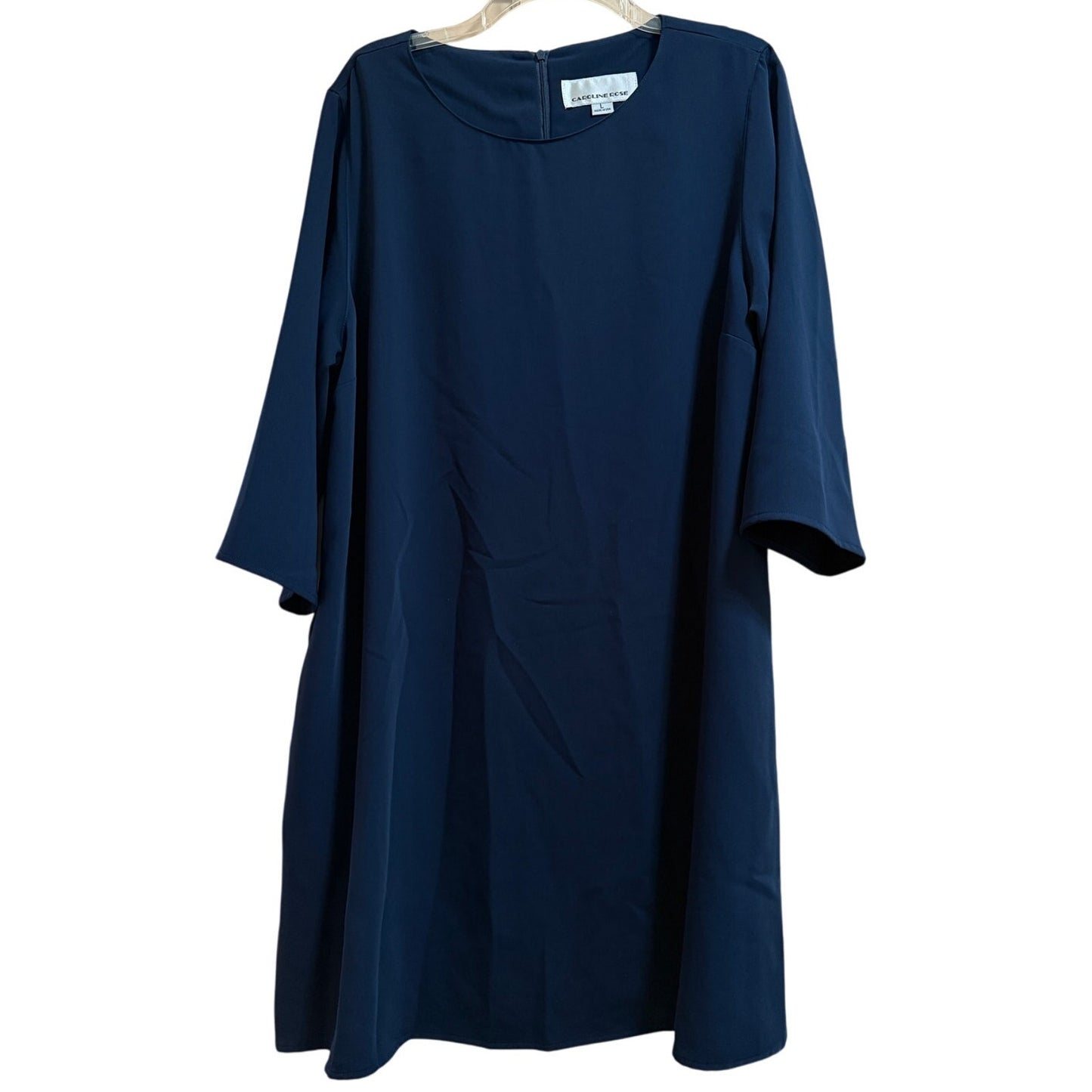 Caroline Rose Navy Blue Midi Dress - 3/4 Sleeve - Size Small