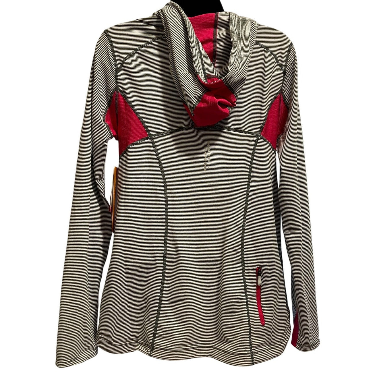 NWT Road Runner Gray Striped Hoodie Pink Lining - Size Medium