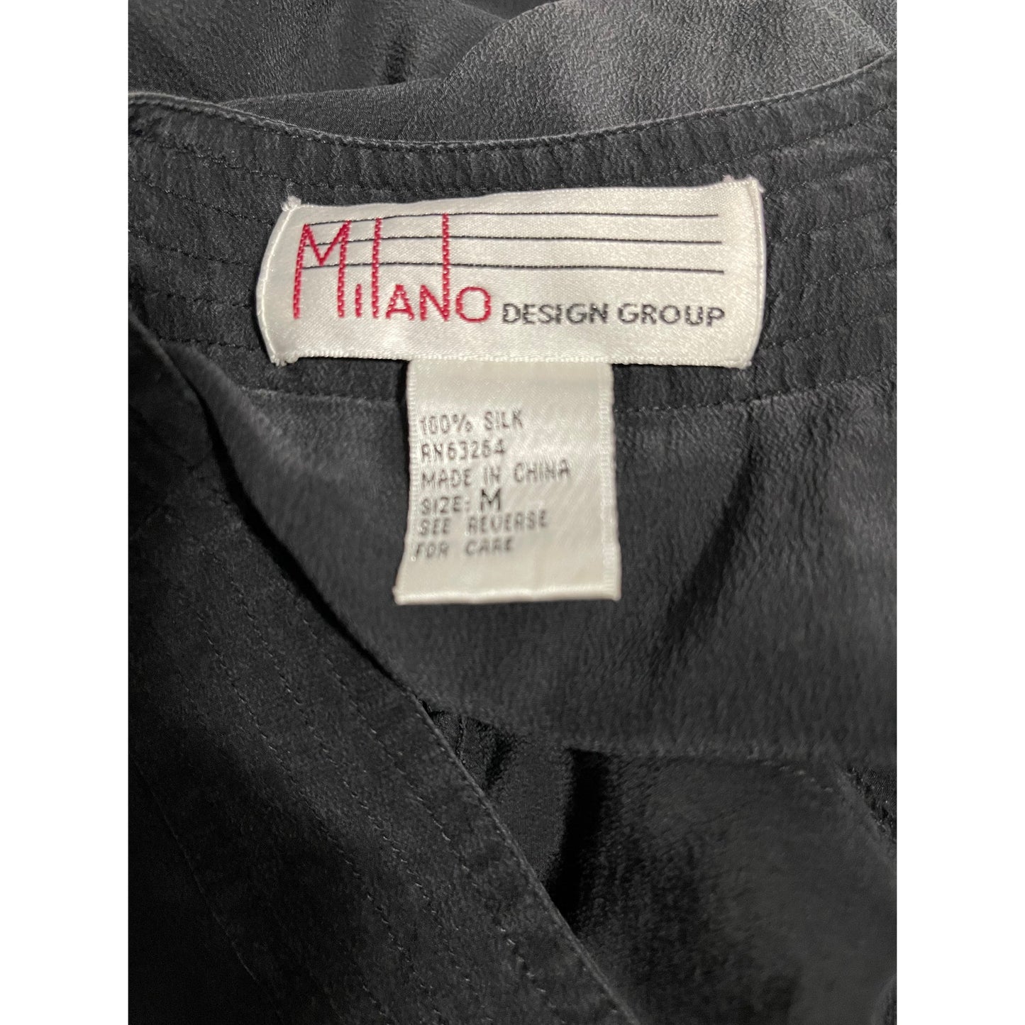 Vintage Milano Design Group 100% Silk Black Sleeveless Blouse