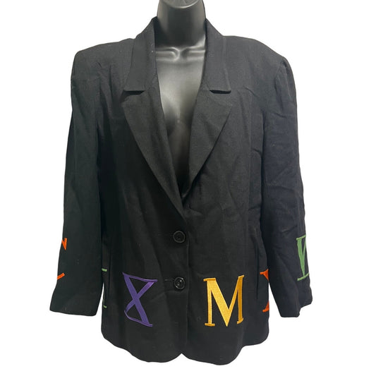 Vintage New Frontier Black Roman Numerals Blazer - Small