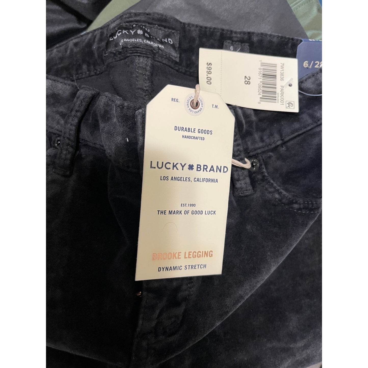 NWT Lucky Brand Black Velvet "Brooke Legging" Size 6 (28) - $99 MSRP