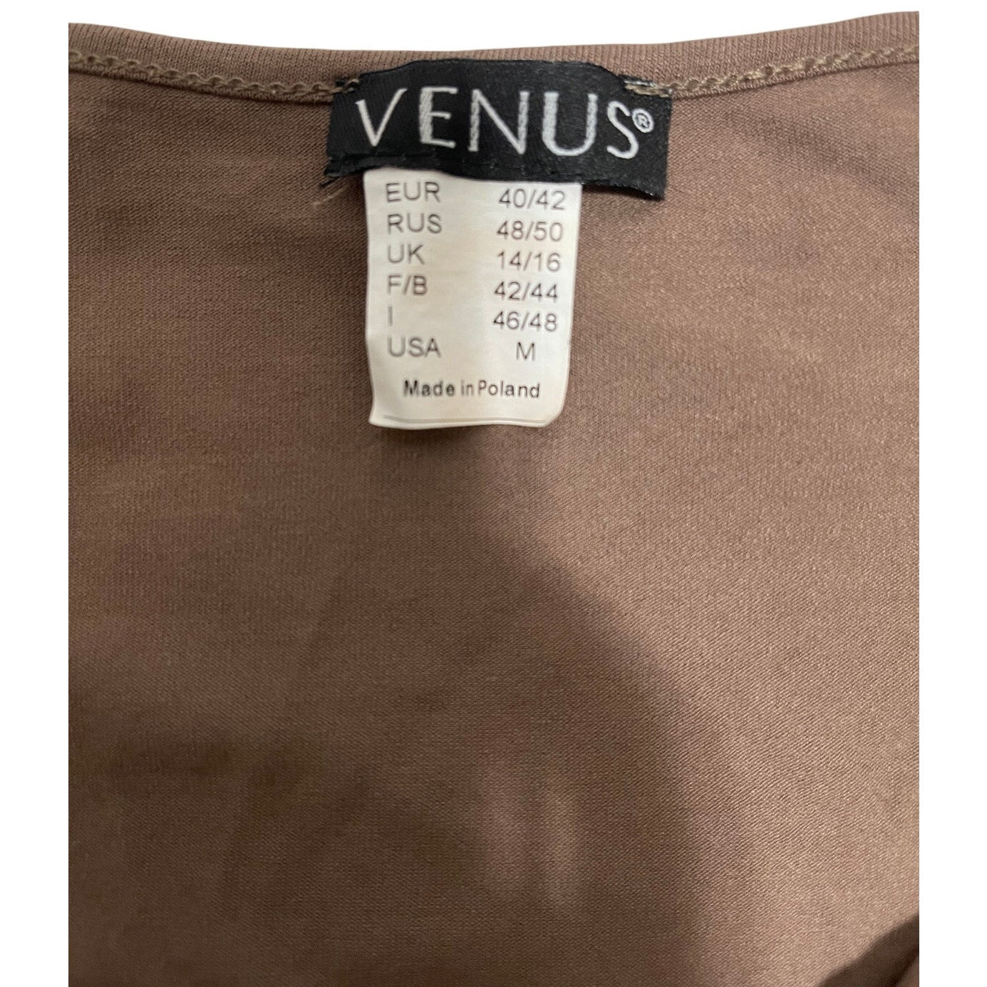 Vintage Venus Size Medium Brown Cowl Neck Short Sleeve Dress