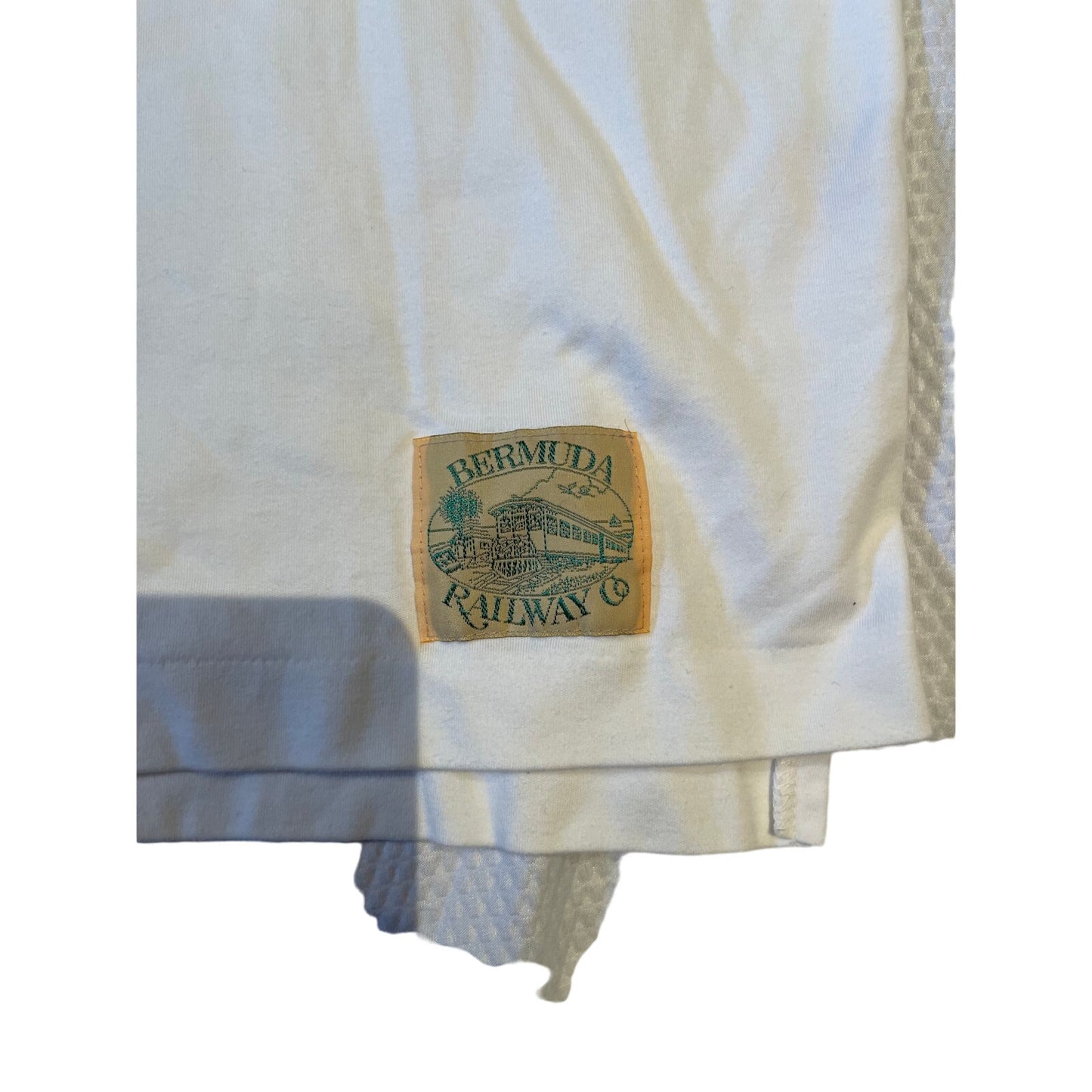 Vintage  Bermuda Railway  100% Cotton Medium White Polo Shirt