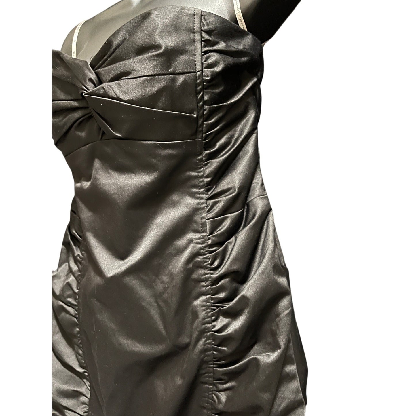 Nanette Lepore Strapless Black Satin Pencil Cocktail Dress (Size 6)