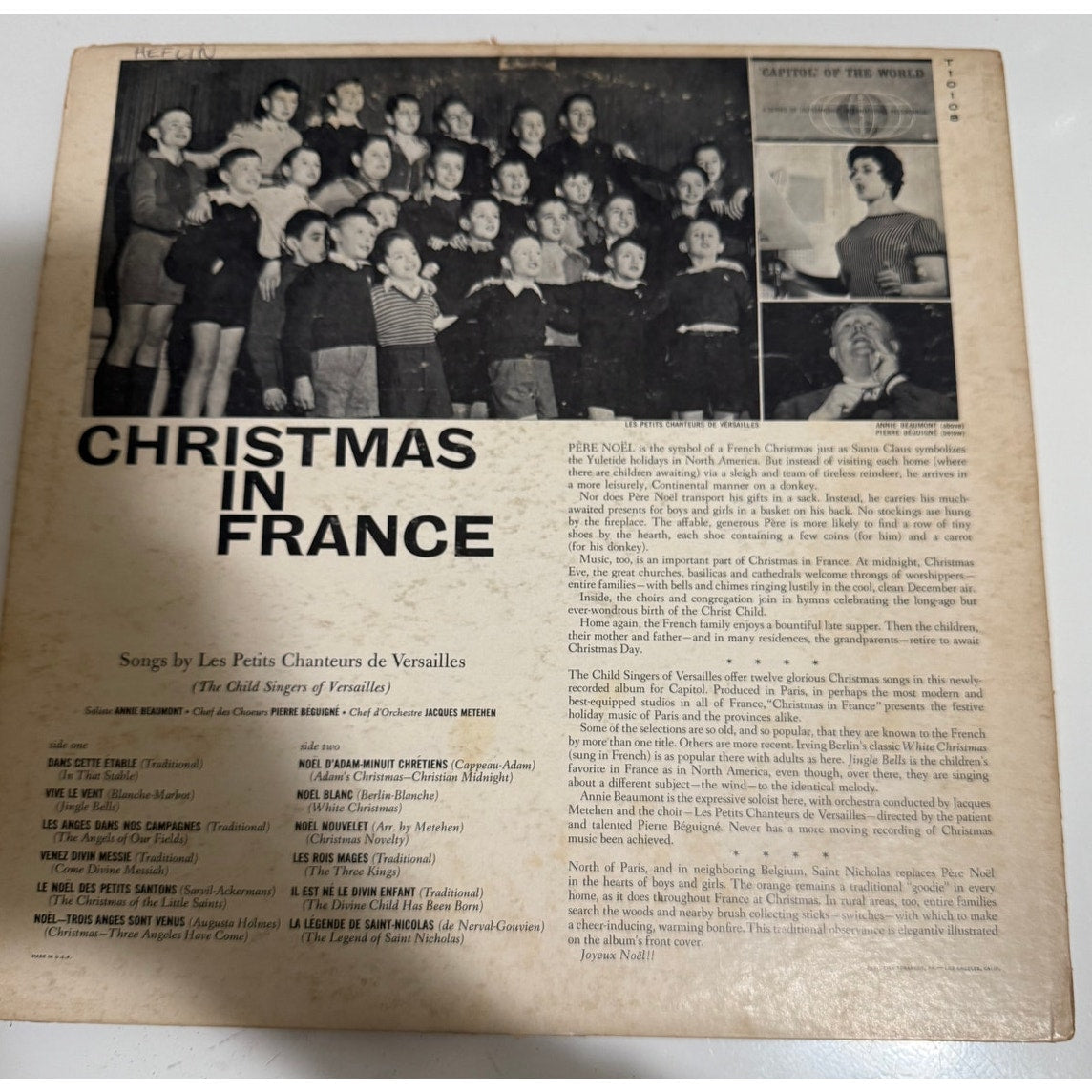 Christmas in France Les Petits Chanteurs De Versailles 12" Vinyl