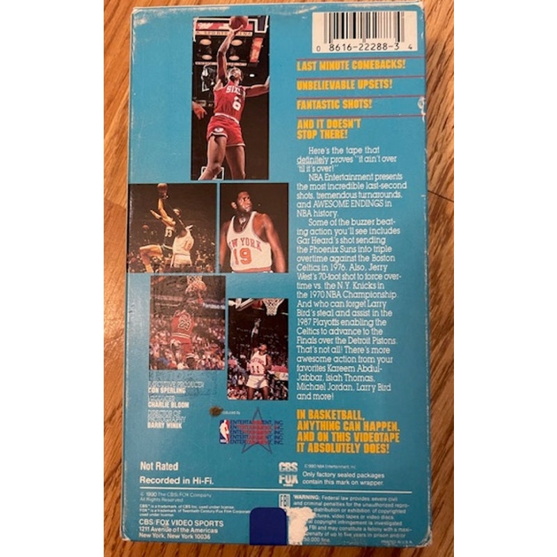 Vintage 1990 NBA Awesome Endings VHS Tape - Jordan, Bird, Abdul-Jabbar