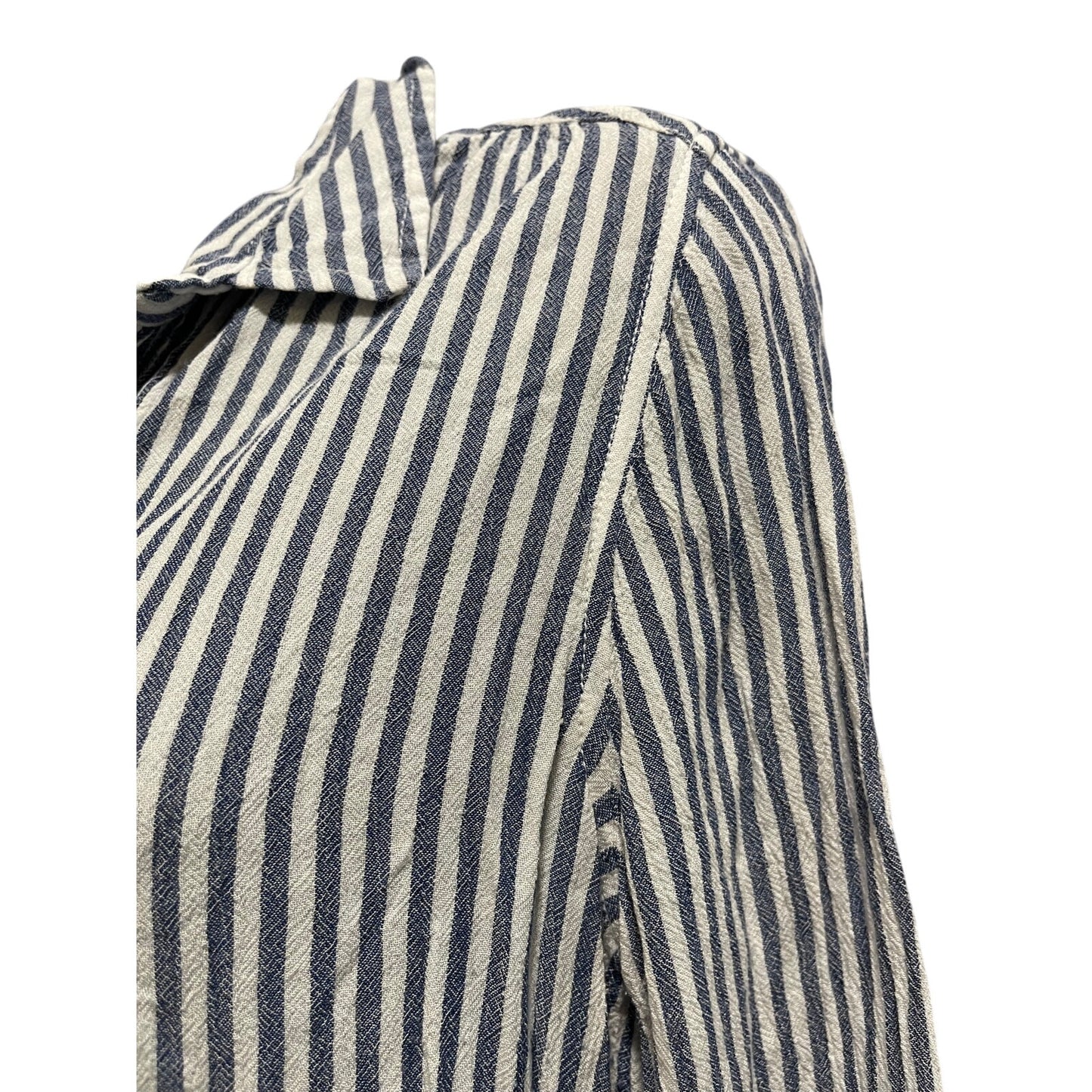 Beach Lunch Lounge Blue & White Striped Button Up Long Sleeve - Size Medium
