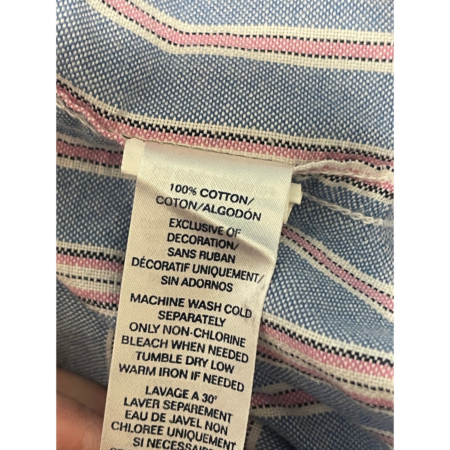 Chaps Ralph Lauren Mens Medium Blue Pink Striped Vintage Button Down Long Sleeve