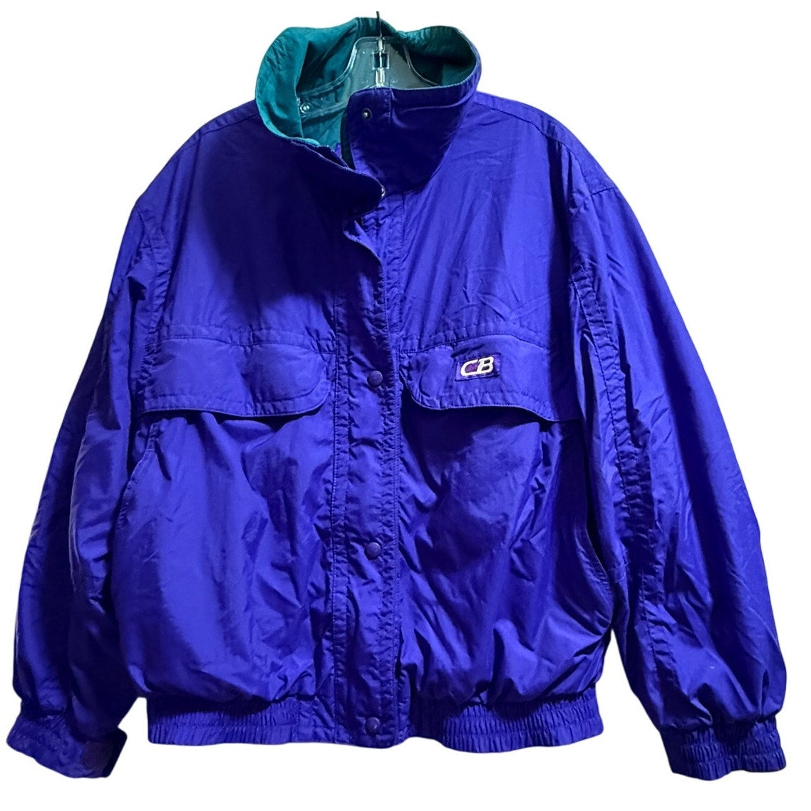 Vintage CB Sports Purple & Green Nylon Windbreaker - Full Zip - Large