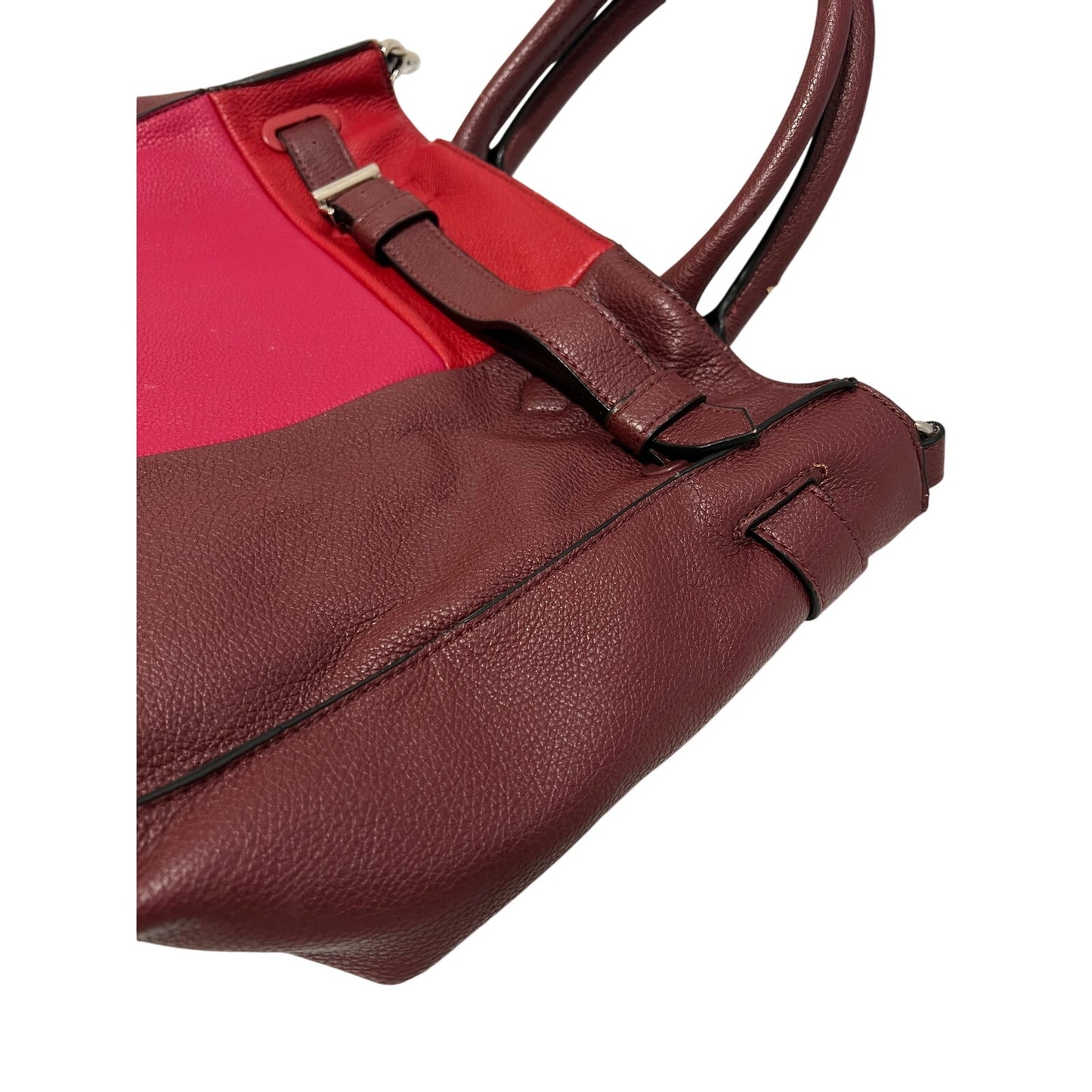 Reed Leather Purse - Red and Burgundy - Top Handle