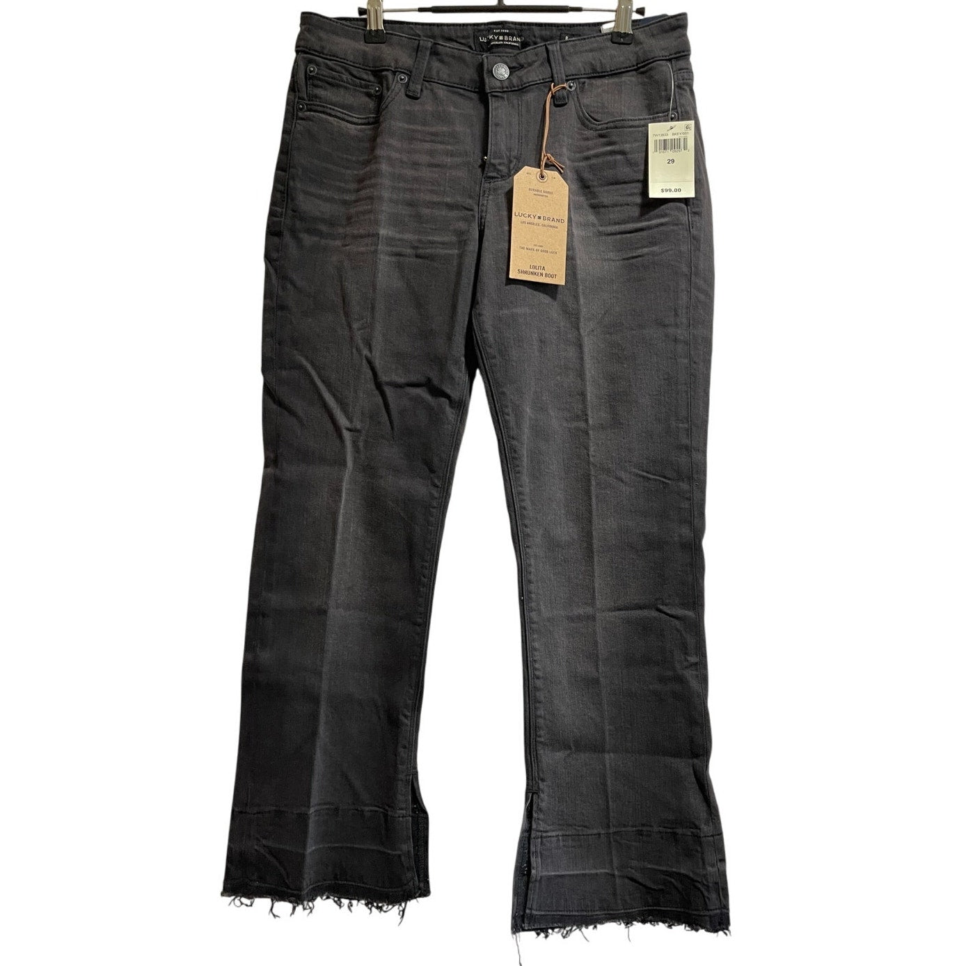NWT Lucky Brand Dark Gray Ankle Fray Jeans Size 29