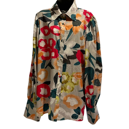 Koandaily Women's Size XXL Long Sleeve Geometric Button Up Blouse