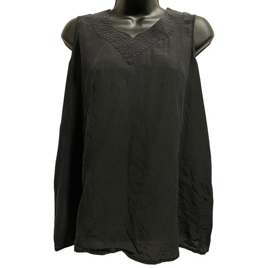 Vintage Milano Design Group 100% Silk Black Sleeveless Blouse
