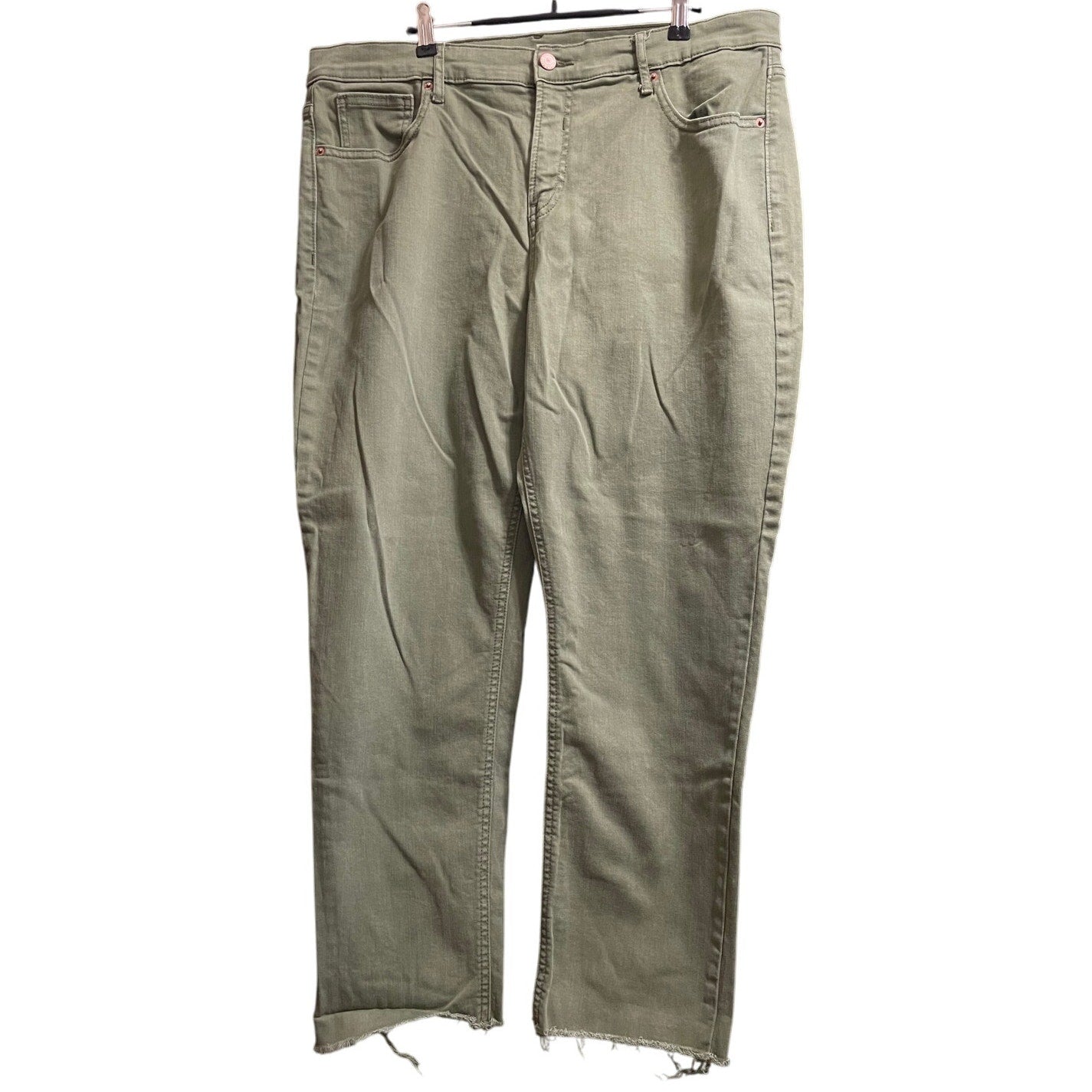 Old Navy Perfect Straight Size 16 Green Denim Jeans Frayed Hem