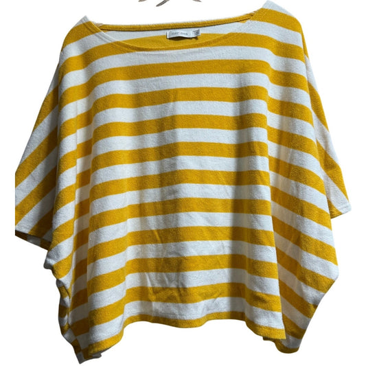 Mersea Oversized Boxy Cotton Blend Yellow & White Striped Blouse - One Size