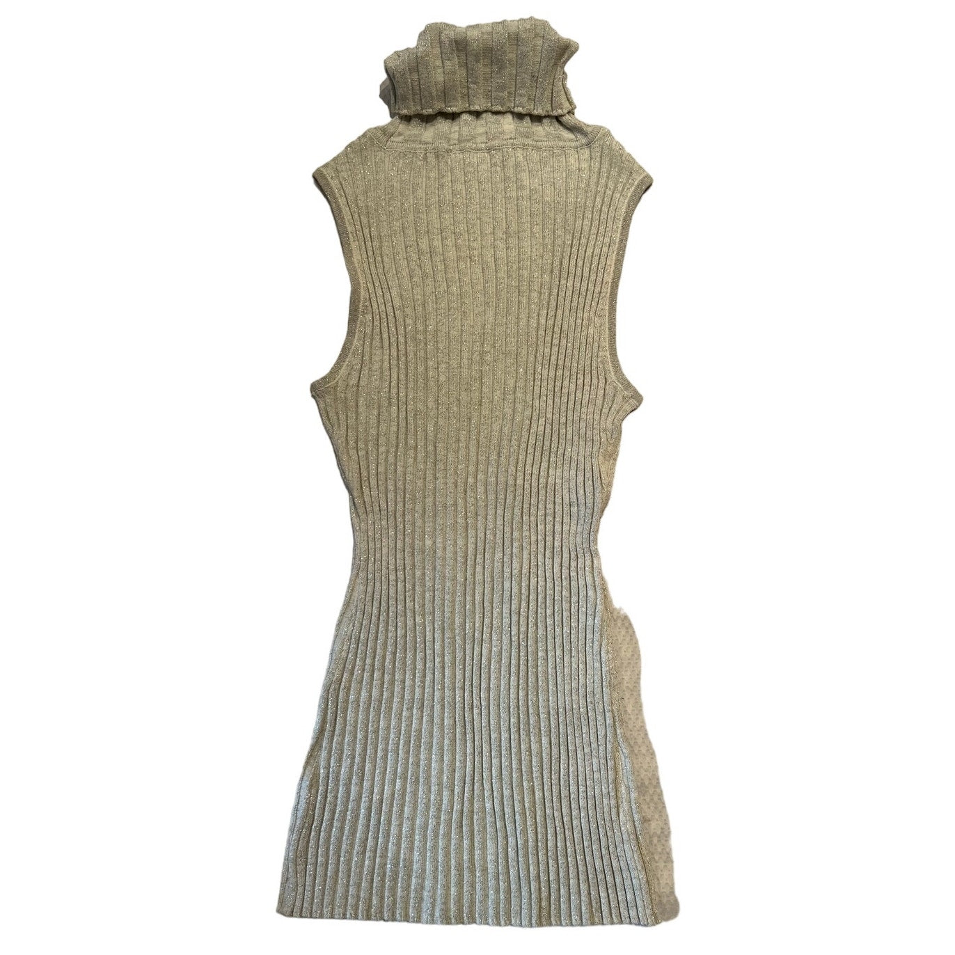 Star City Sleeveless Silver Metallic Thread Turtleneck Sweater Dress- Size M
