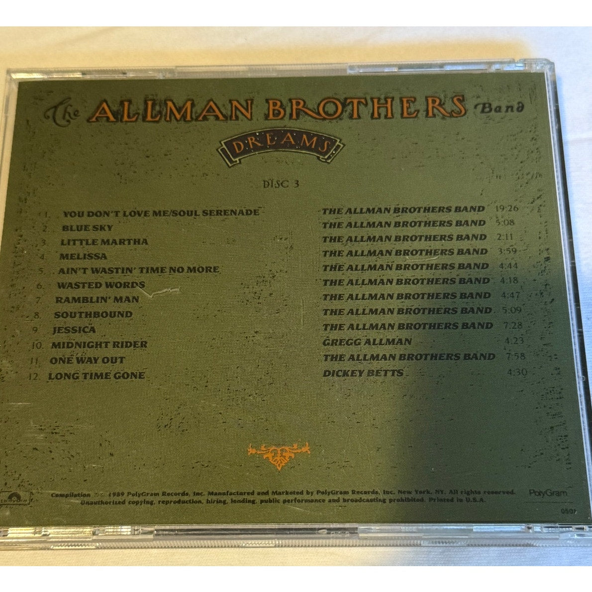 The Allman Brothers Band Dreams CD Bundle, Disc 1, 3 & 4