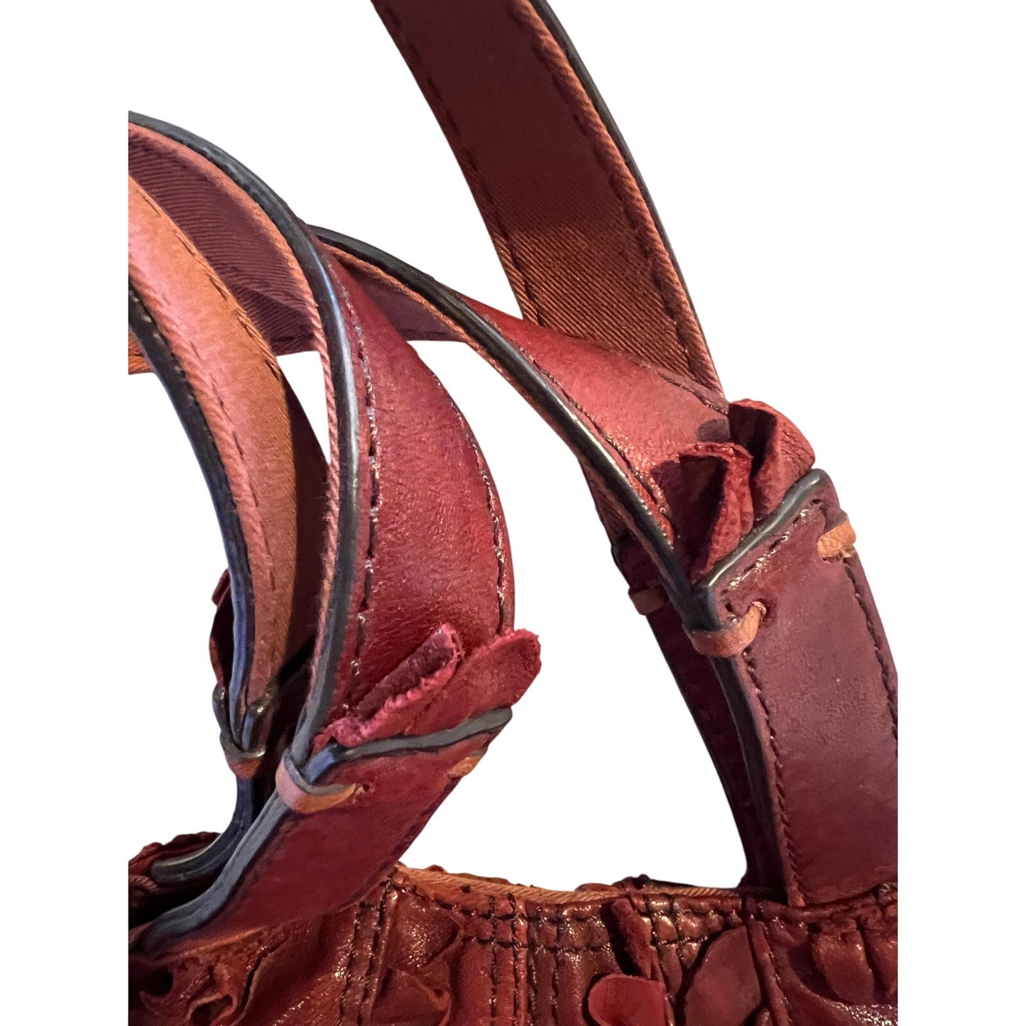 Lucky Brand Brick Red Distressed Lamb Leather Shoulder Bag
