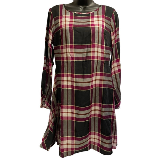 NWT Ann Taylor The Loft Red & Black Plaid Long Sleeve Dress Size 6P