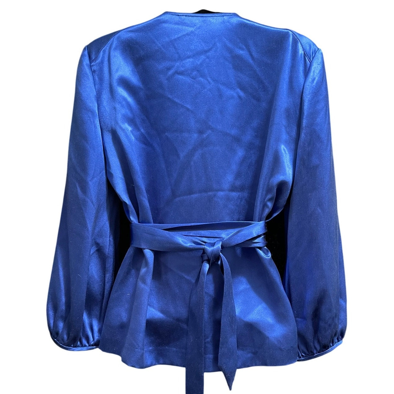 Diane von Furstenberg 100% Silk Electric Blue Wrap Blouse - Size 10
