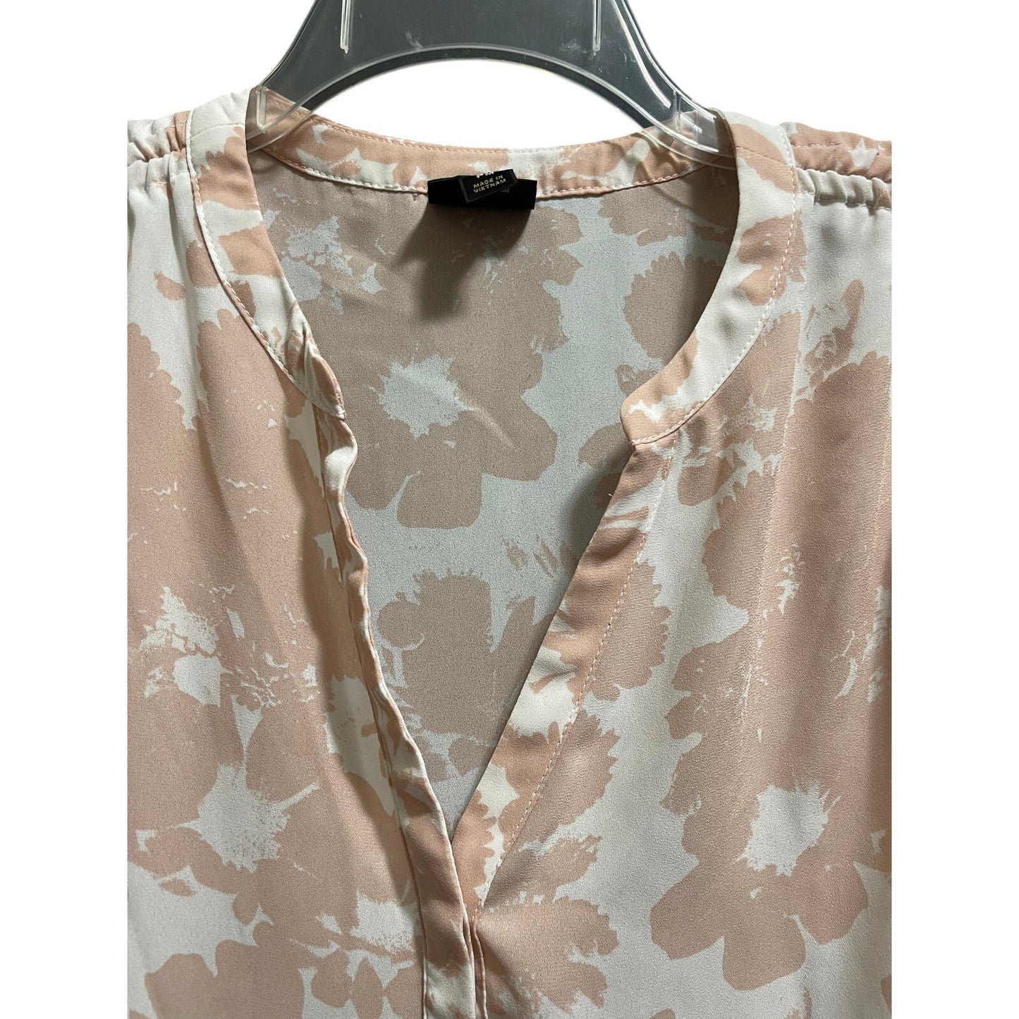 Worthington Petite White & Pink Floral Blouse Button Front - Medium
