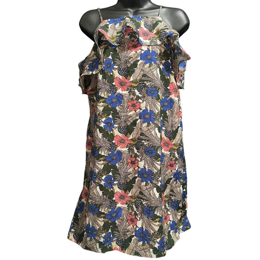 Joy Joy Blue & Pink Floral Print Sleeveless Mini Dress - Size Medium - NWT