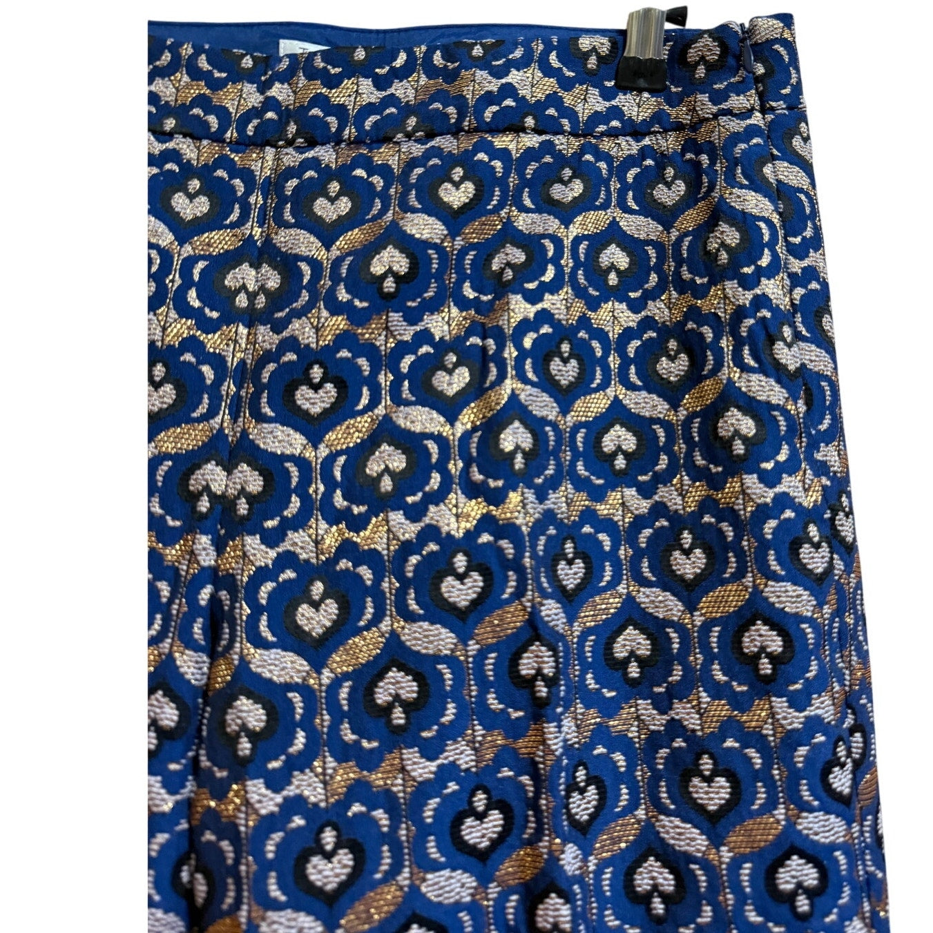 Trina Turk Blue & Gold Shibui Pants - Feather Hem - Size 6 - NWT - $398 MSRP