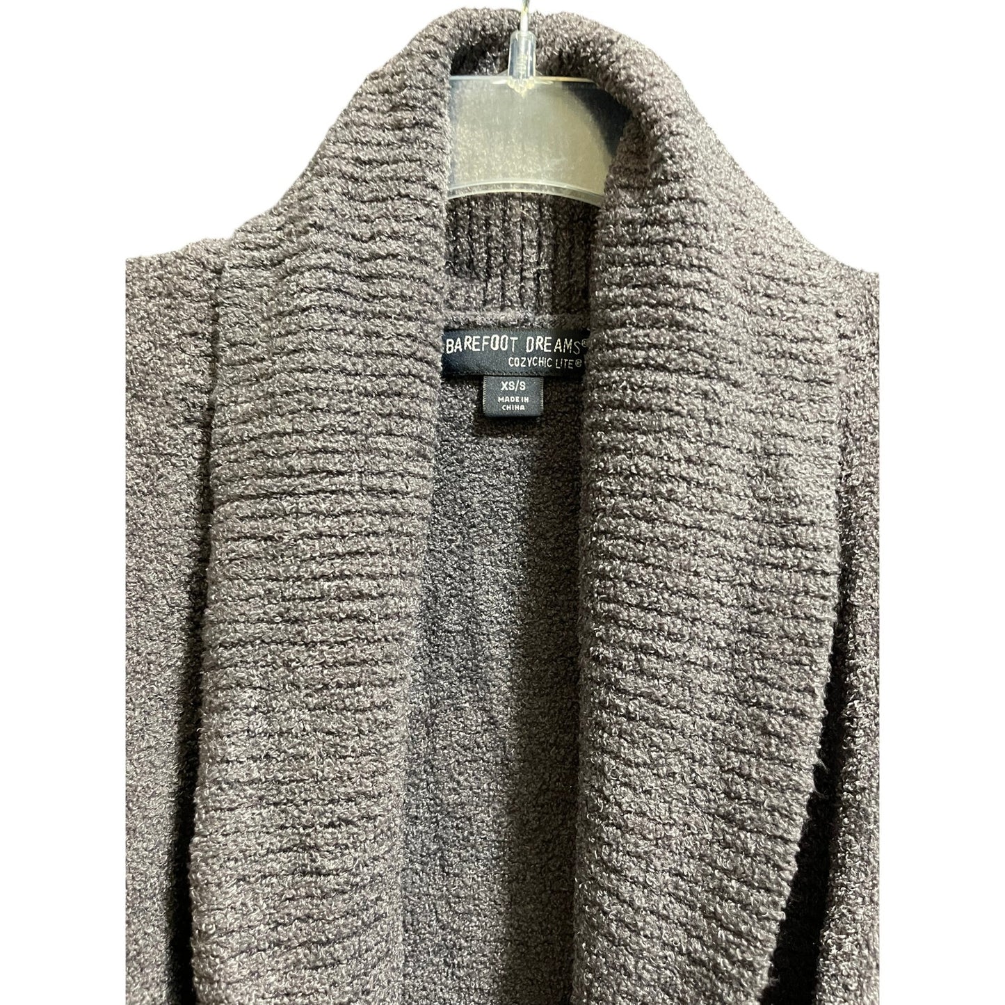 Barefoot Dreams CozeChic Light Dark Gray XS/S Open Cardigan