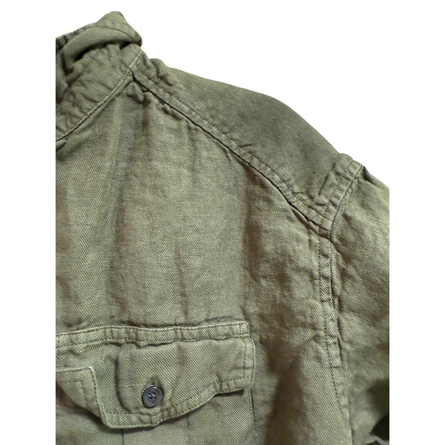 Alex Mill Army Green Short Sleeve Shirt Dress - 100% Linen - Large
