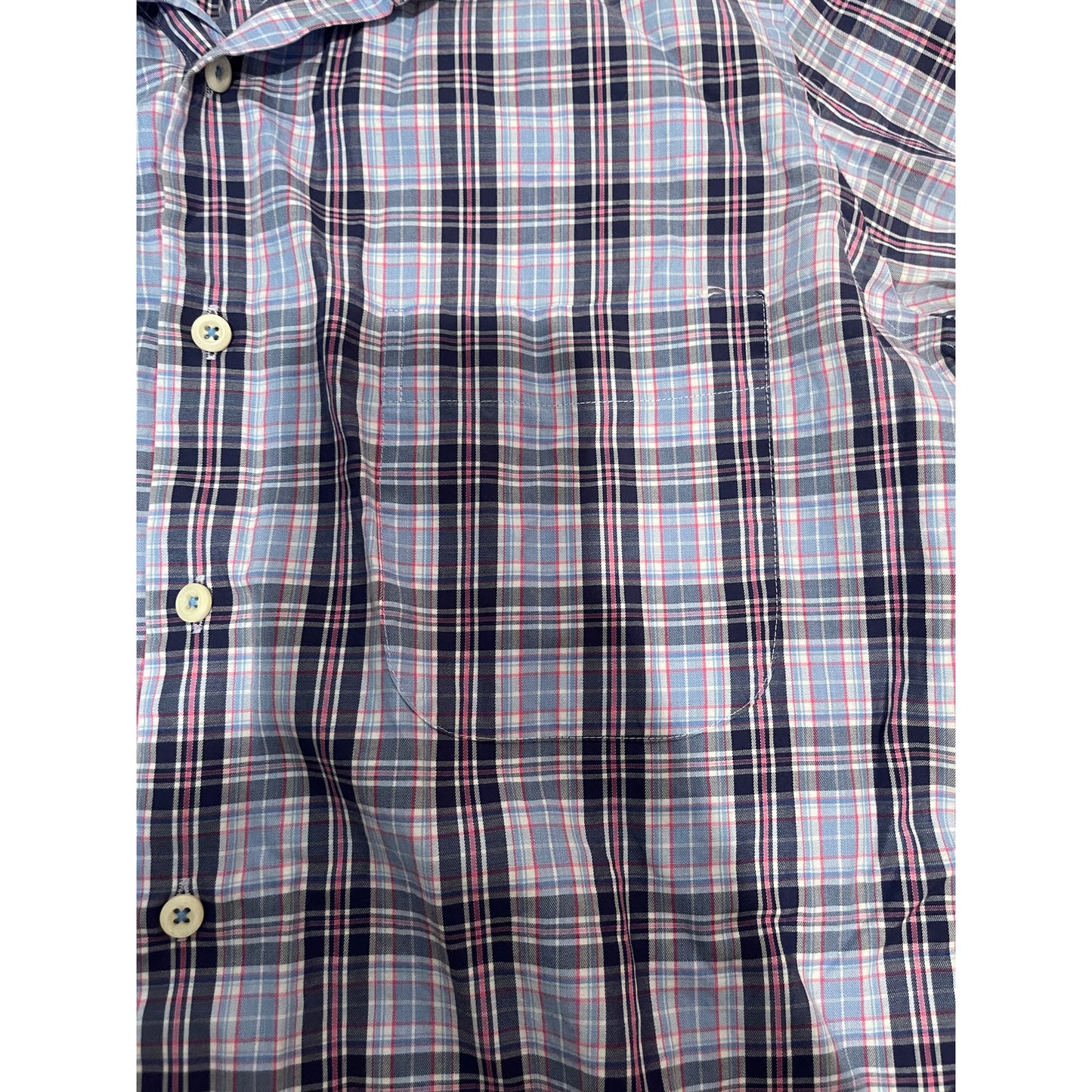 Peter Millar - Blue & Pink Plaid - 100% Cotton - Small - Long Sleeve Shirt