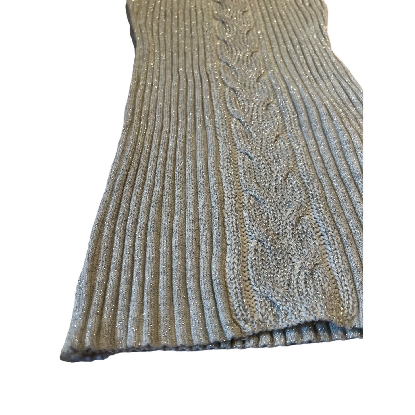 Star City Sleeveless Silver Metallic Thread Turtleneck Sweater Dress- Size M