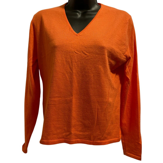 Fairway & Greene 100% Cashmere Long Sleeve Orange Sweater Size Small
