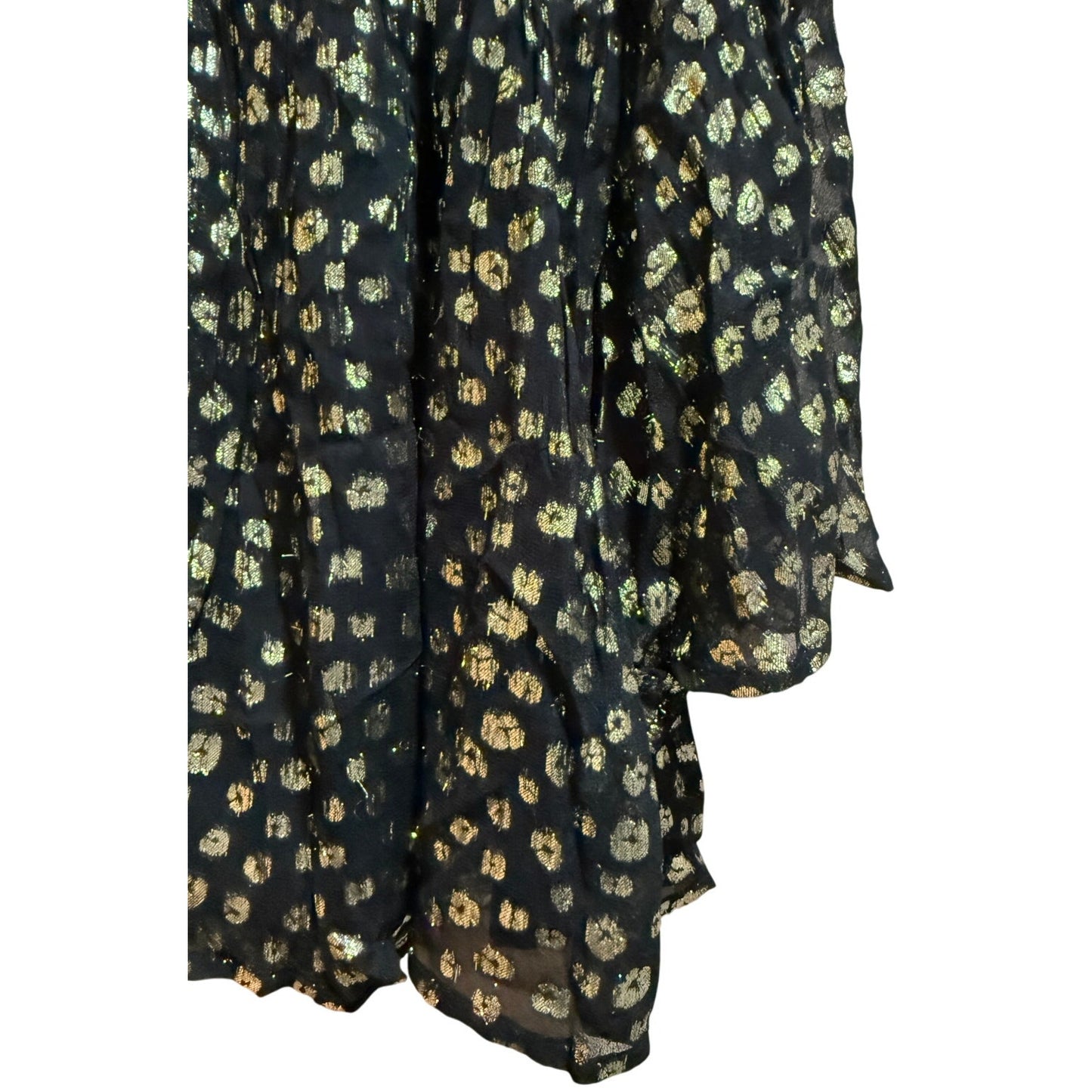 Mille Resort & Travel Black and Gold Flare Sleeve Mini Dress - Size Small - NWT