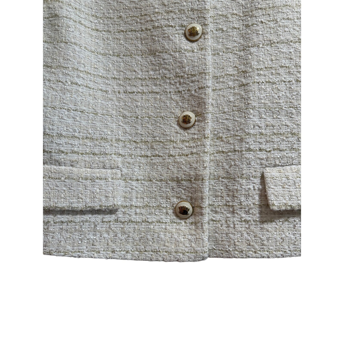 Sandro Size 40 (Medium) White and Gold Knit Blazer - NWT - $520 MRSP