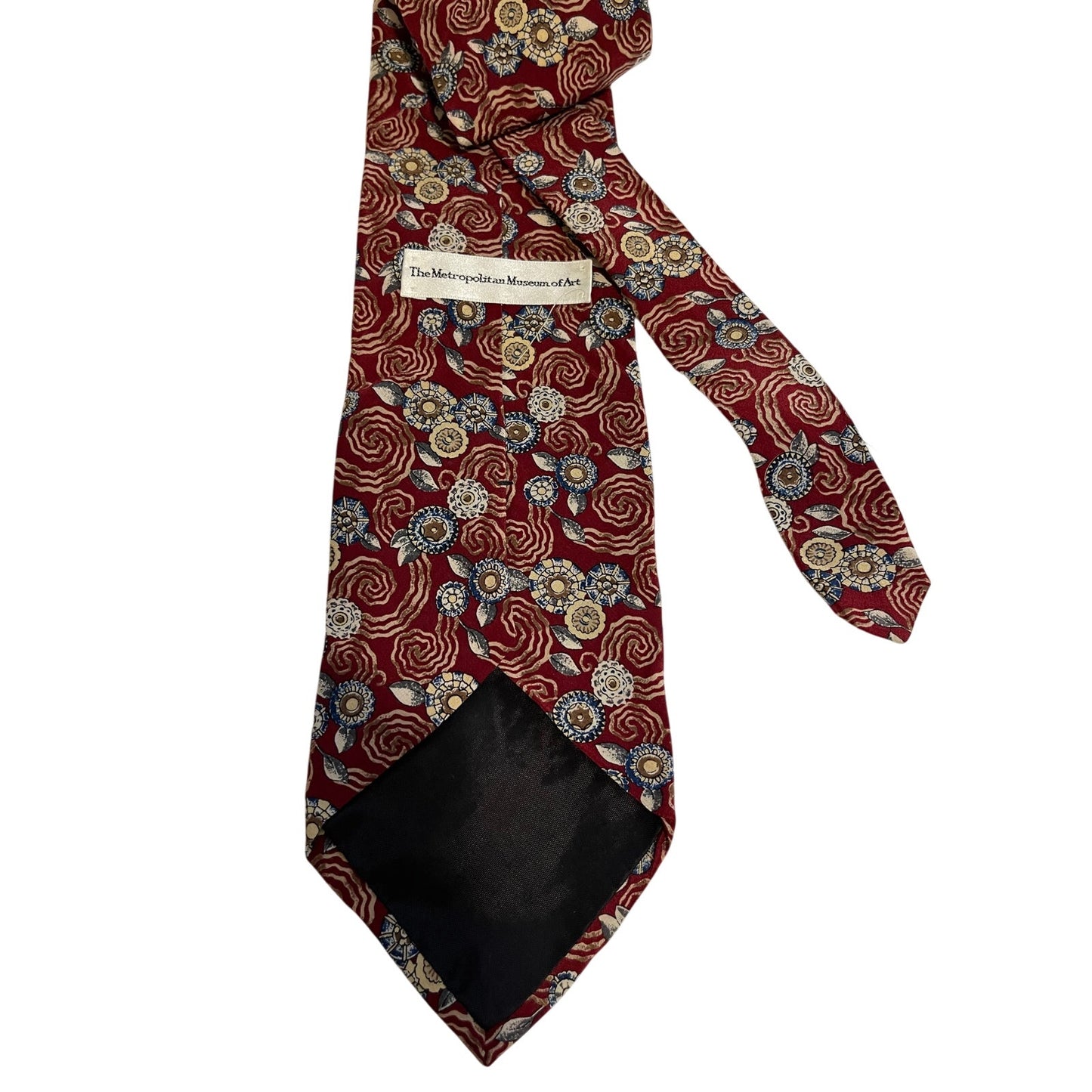 Vintage Metropolitan Museum of Art Red Abstract Print 100% Silk Necktie