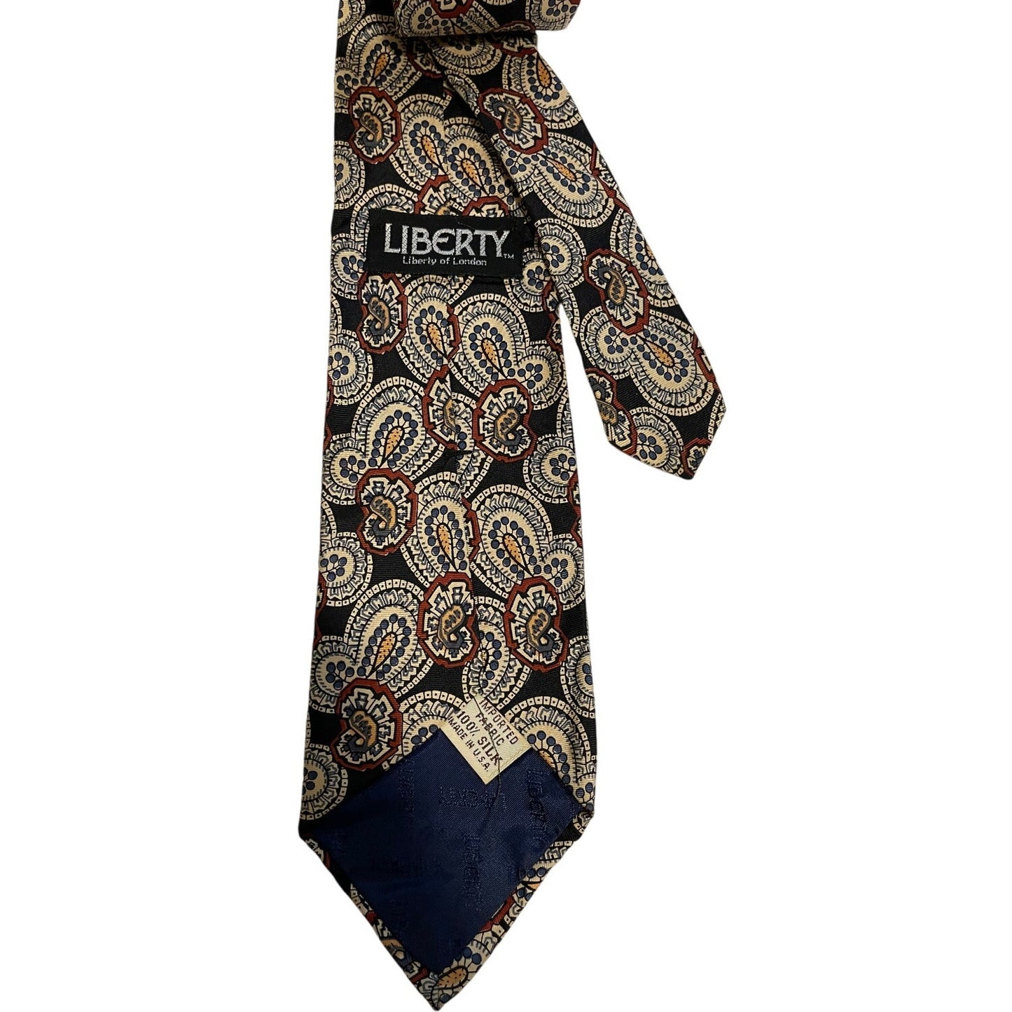 Vintage Liberty of London 100% Silk Blue Red Patterned Necktie Men's Tie