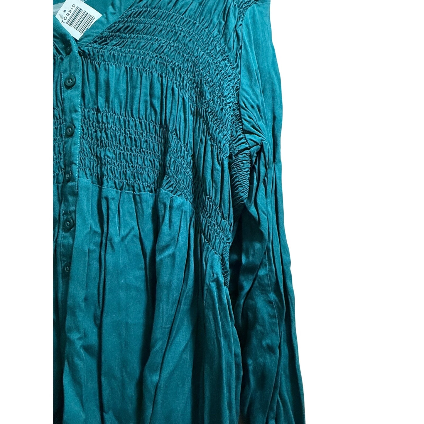 Torrid Teal Green Long Sleeve Boho Blouse - Size 0 - Large - NWT