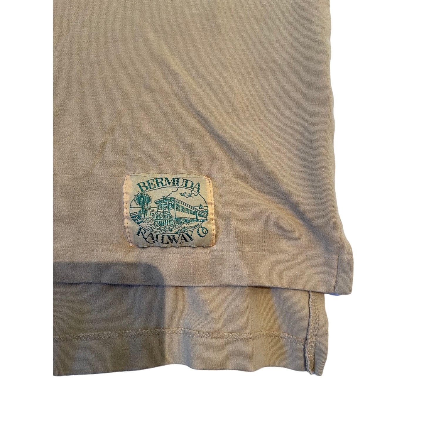 Vintage Bermuda Railway 100% Cotton Medium Beige / Tan Polo Shirt Golf